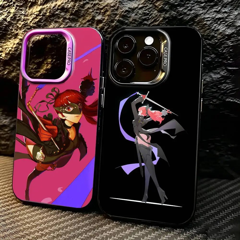 

P-Persona 5 Royal K-Kasumi Y-Yoshizawa Phone Case For iPhone 17,16,15,14,13,12,11 Plus,Pro Max,XS,Colored silver phone case