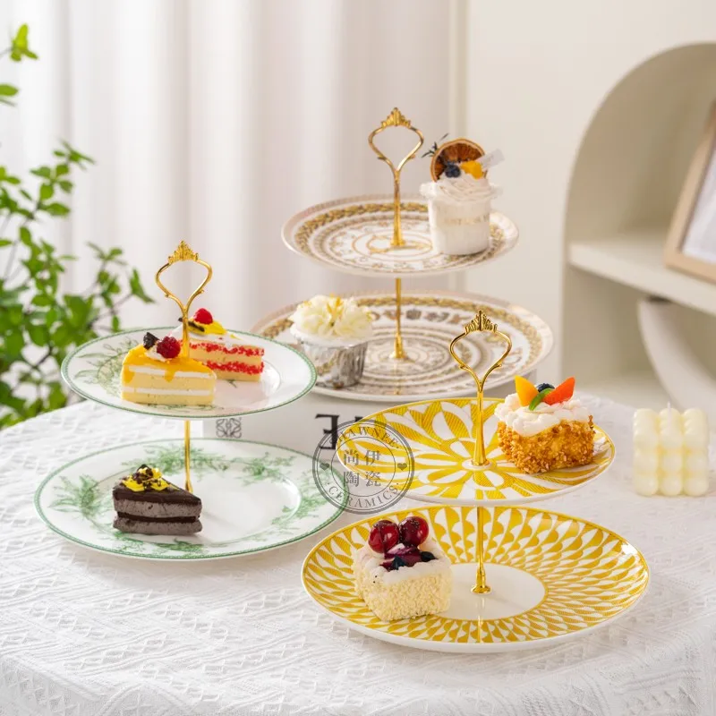 Tea Table, European Style Ceramic, Multi-layer Candy Tray, Front Desk, Exquisite Cake Tray, Second Floor Dim Sum Shelf