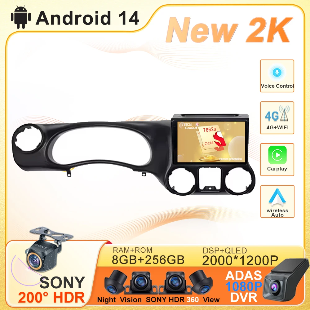 

Android 14 For Jeep Wrangler 3 JK 2011 - 2018 RHD Navigation Multimedia Auto Player DVD No 2 Din Car Radio GPS BT QLED DashCam