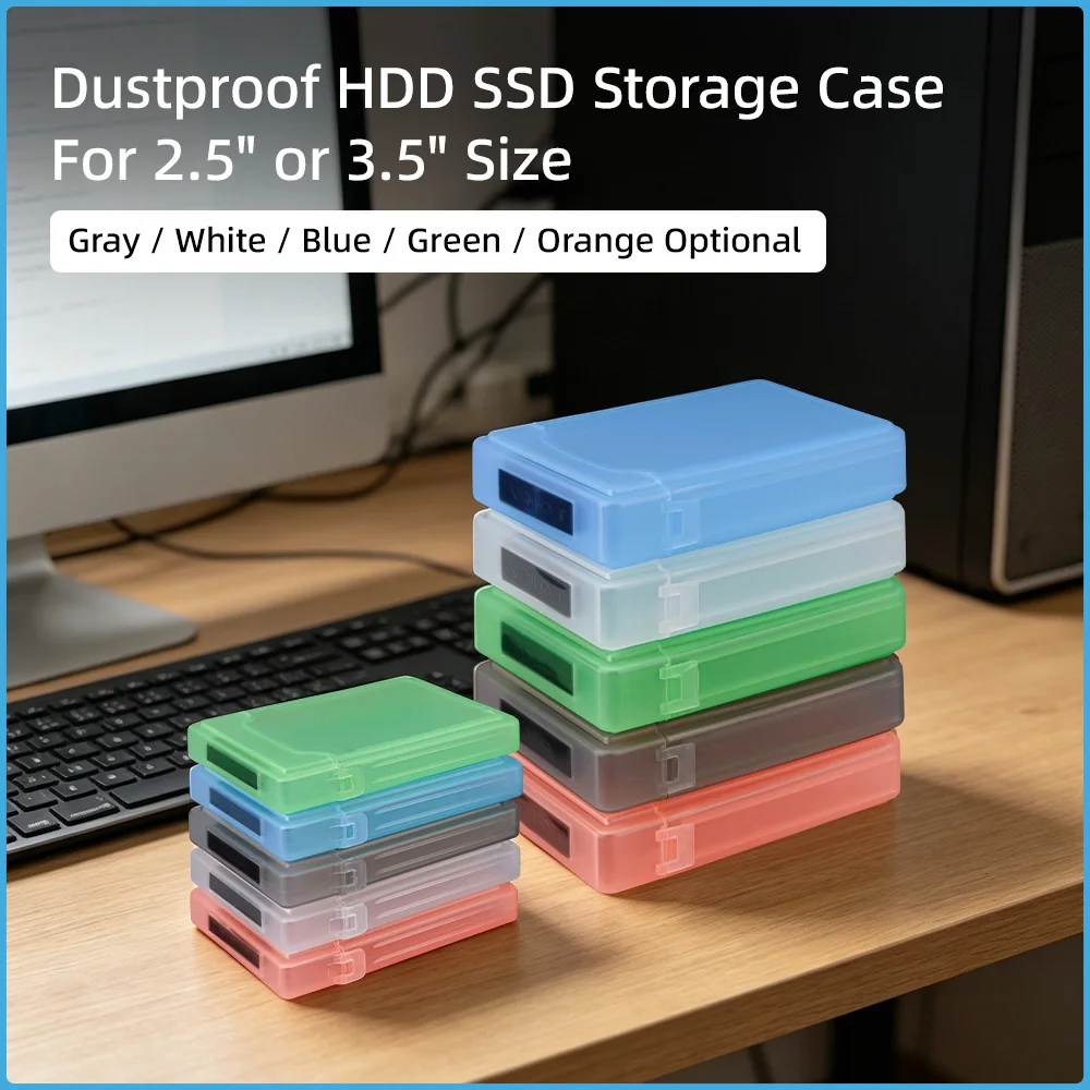 Hard Drive Storage Case for 2.5 3.5 Inch SATA HDD SSD, Shockproof Dustproof Box Colorful Hard Disk Storage Organizer