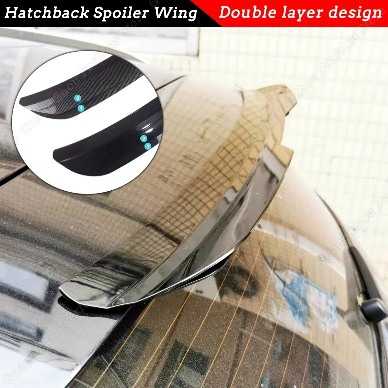 

For Hatchback Rear Roof Spoiler Wing Lip Body Kit Universal Car Tail Wing Tuning Accessories Gloss Black ABS Decoration Strips