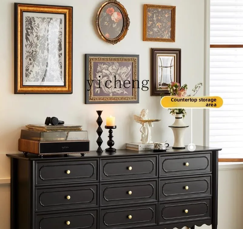 

Solid wood six-chest cabinet master bedroom bedside locker French retro nine-chest cabinet