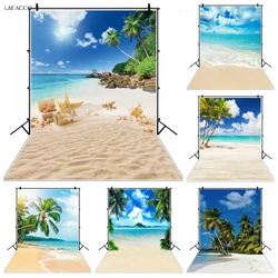 Sea Waves Beach Photography Background Sand Palms Tree Leaves Sky Cloudy View Photophone Photographic Backdrop Photo Studio