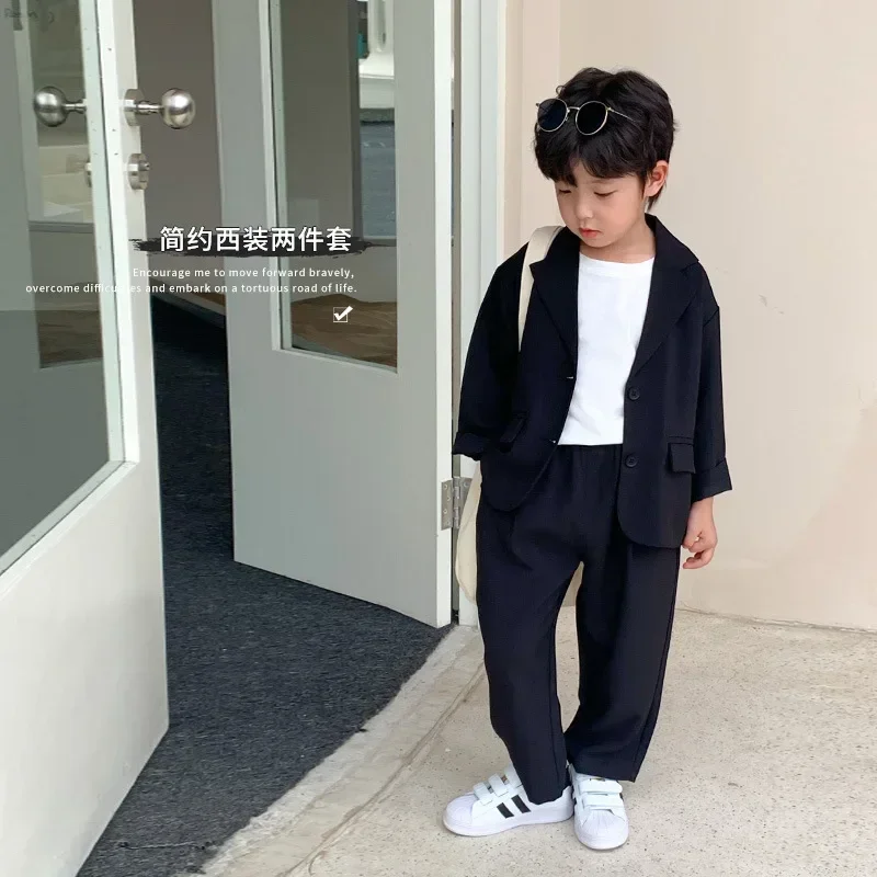 

Spring Autumn boys fashion black suits sets Children suit and suit pants 2pcs sets