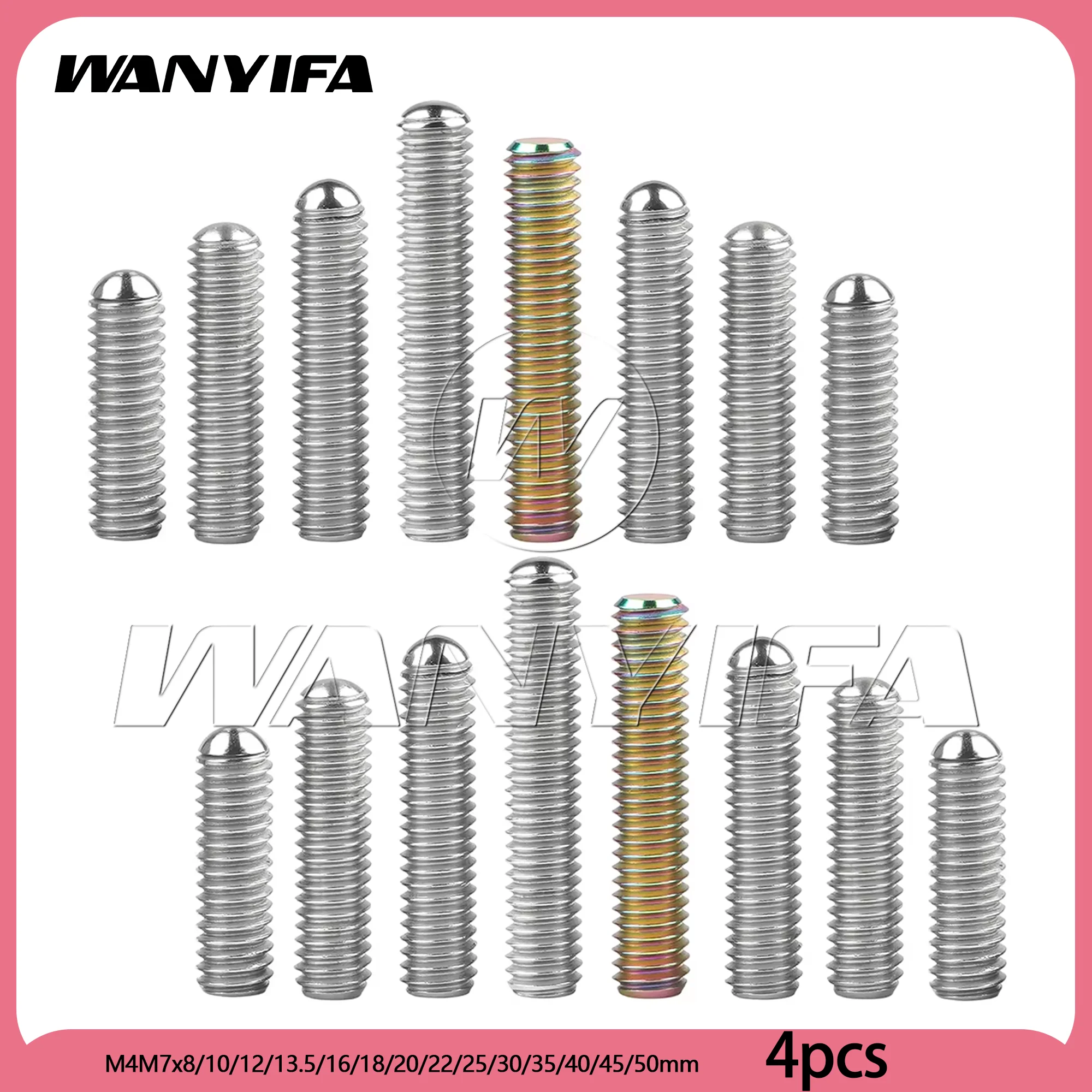 

Wanyifa 4pcs M4/M7 Titanium Headless Screw Allen Head Hex Hexagonal Bolts for Bicycle Motorcycles Fasteners