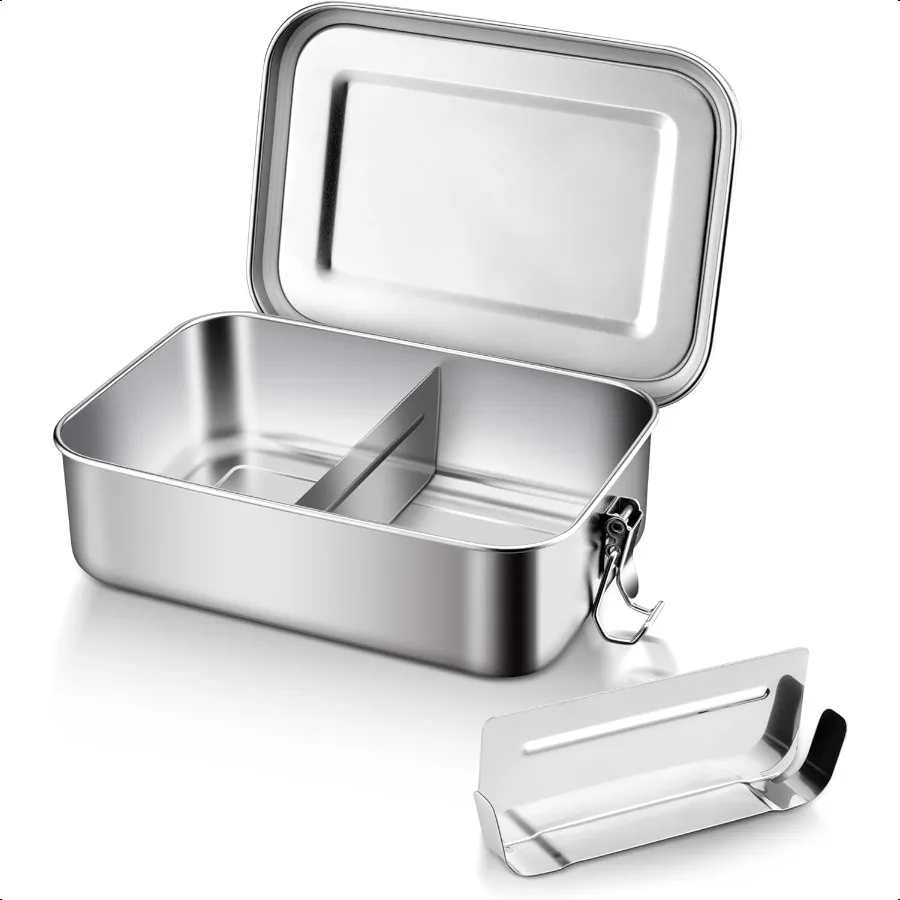 

Efar Stainl Steel Bento Box Medium 850ml Metal Bento Lunch Box Container 28oz LeakProof Lunch Container with Lids and 2 Removab