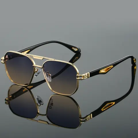 KAMMPT Vintage Square Sunglasses Men New Classic Double Bridge Gradient Shades Trendy Retro Brand Designer Outdoor Sun Glasses