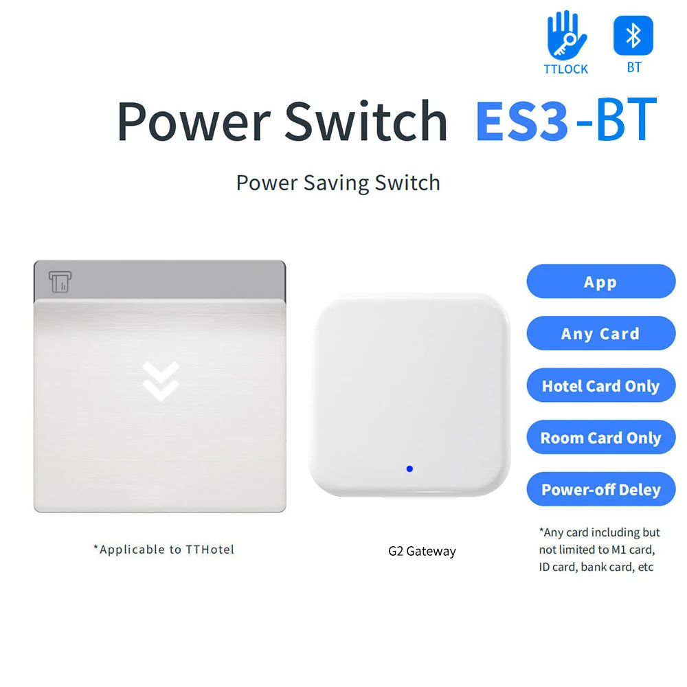 ES3TTLOCK Bluetooth TTHotel Power Saver TTHotel Energy Saving Switch 13.56Mhz RFID Card App Control Energy Saver Hotel Apartment