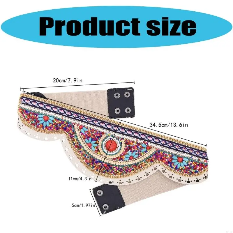 B95F เอวลูกปัดหลายสี Cincher Handwoven เครื่องประดับโบฮีเมียนความยาวปรับความยาวสำหรับปาร์ตี้ชายหาดและสไตล์ประจำวัน