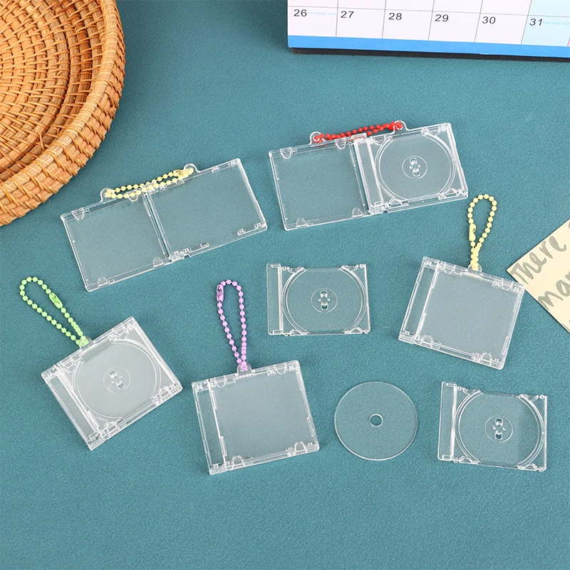 Blank Album Mini CD Case Keychain CD Player Keyring Peripheral Commemorative Album Key Holder For DIY Backpack Pendant