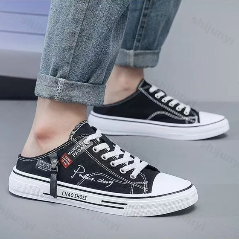 

Летняя мужская парусиновая обувь, полутапочки, модные повседневные уличные кроссовки, удобная дышащая мужская вулканизированная обувь Zapatillas