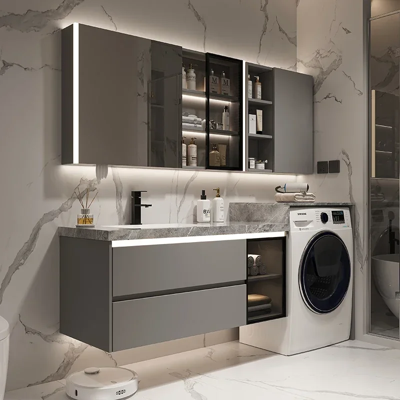 Bathroom cabinet, washing machine integrated cabinet, combination seamless ceramic integrated basin, countertop