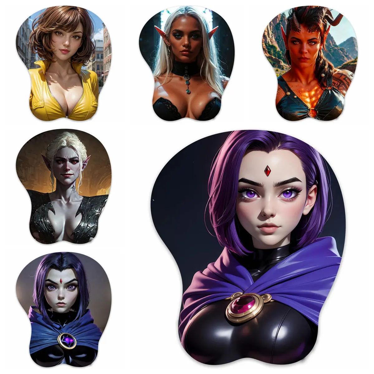 3D Mouse Pad Raven & Minthara & Karlach & Elara & April Oppai Mousepad Breast Wrist Rest Mouse Mat Boobpad