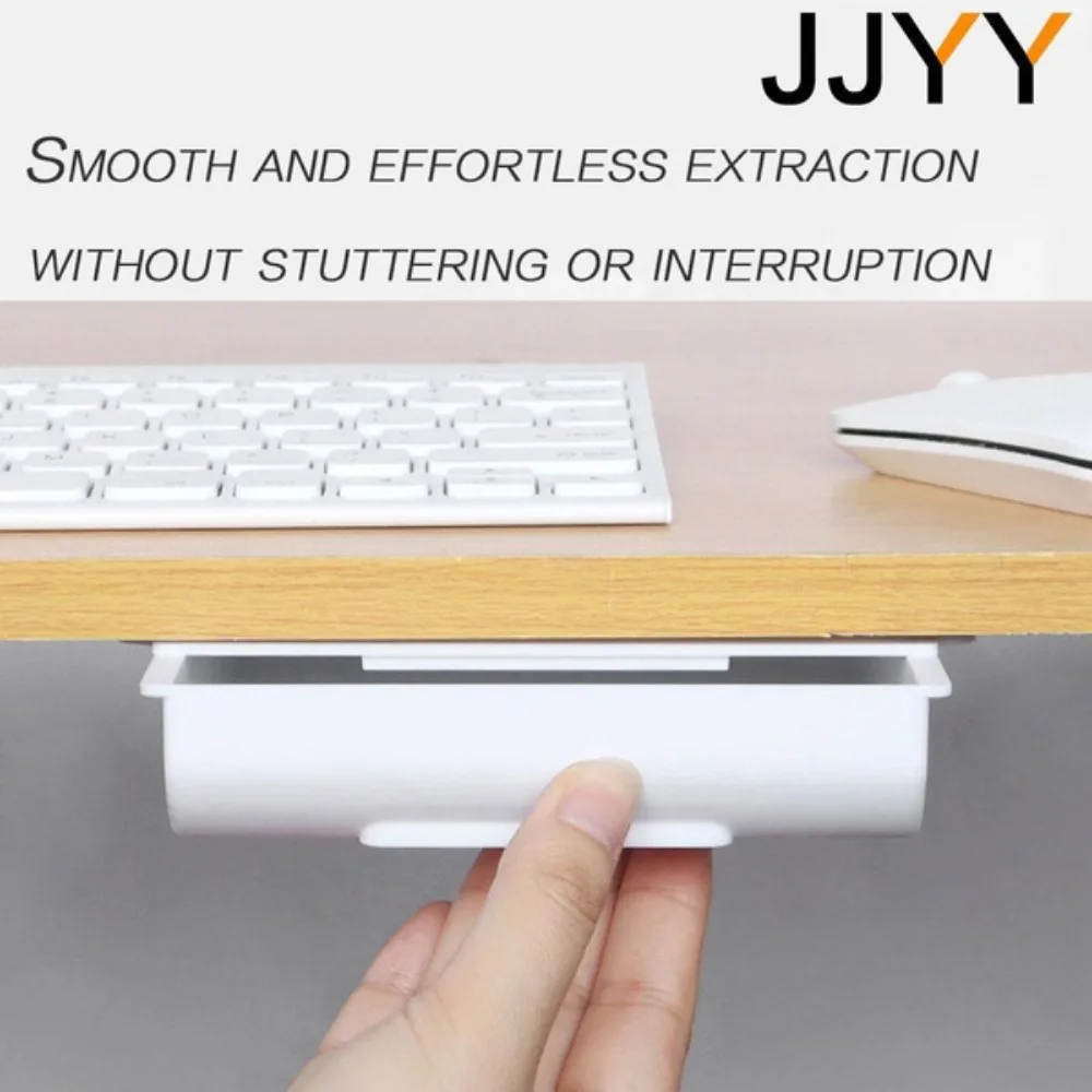 JJYY Self-Adhesive Under Desk Drawer Hidden Organizer Cosmetic Pen Holder Home Storage. Three sizes available:S/M/L