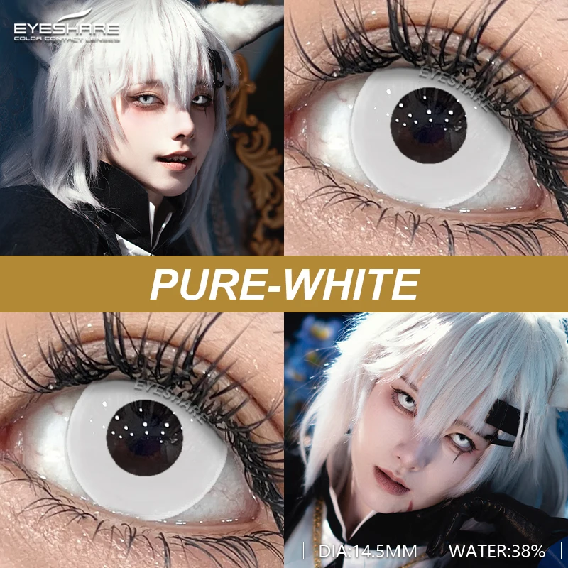 EYESHARE 2pcs Colored Contact Lenses Halloween Cosplay White Crazy Contact Lenses Anime Red Eye Lenses Green Makeup Contact Lens
