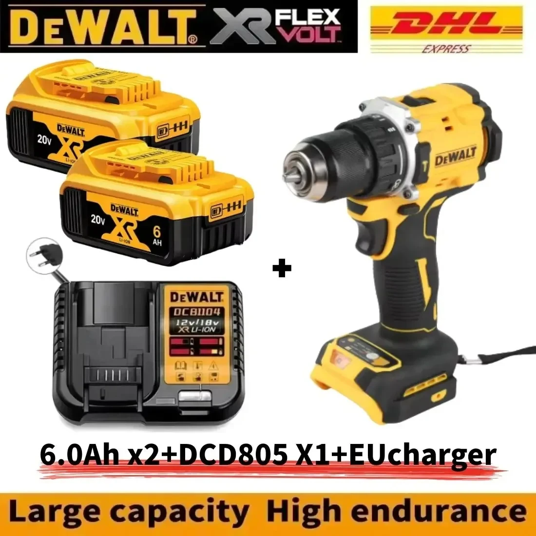 DEWALT Lithium Battery 20V Rechargeable Brushless Compact Electric Screwdriver Hand Drill Impact Dri