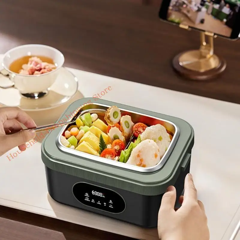 

Wireless Auto Heating Lunch Box Large Capacity Portable Rechargeable Container For Office School Travel Durable ABS 85AD
