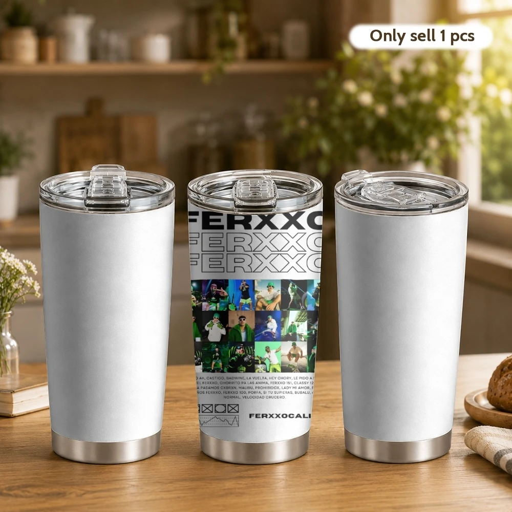Rapper F-Ferxxo Vacuum Flasks 20oz Coffee Tumbler with 2 Lids & Straw Stainless Steel Vacuum Insulated Mug