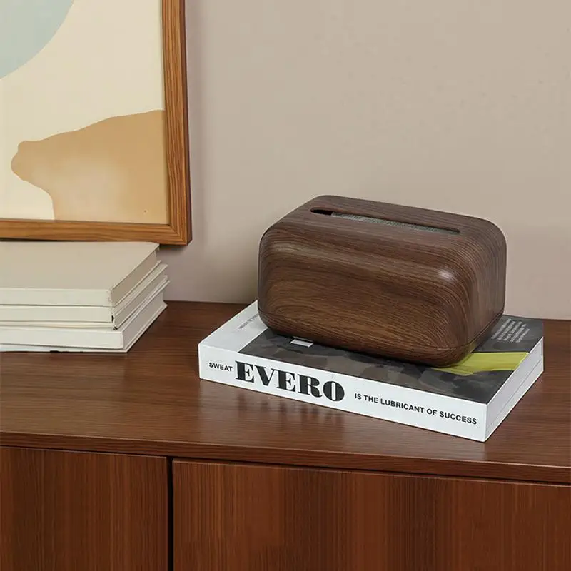 

【HMA20】Imitation Wood Tissue Storage Box Table Top Holder Elegant Decorative Living Room Home Organizer【WH】