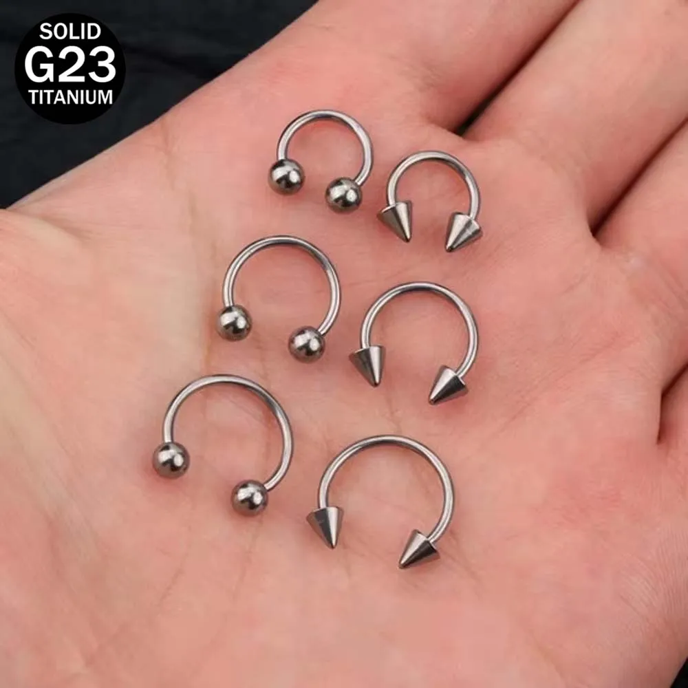 10pcs Titanium Horseshoe Shaped Piercing Internal Threaded Stainless Steel Nose Ring Tongue Lip Ear Piercing Jewelry Wholesale