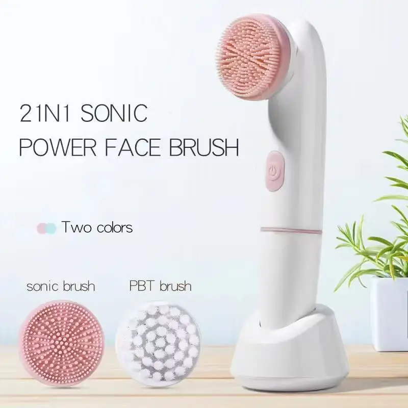 

2 in 1 Electric Facial Cleansing Brush Pores Deep Cleanser Blackhead Remover Powered Vibrating Massage Waterproof Skin Care Tool