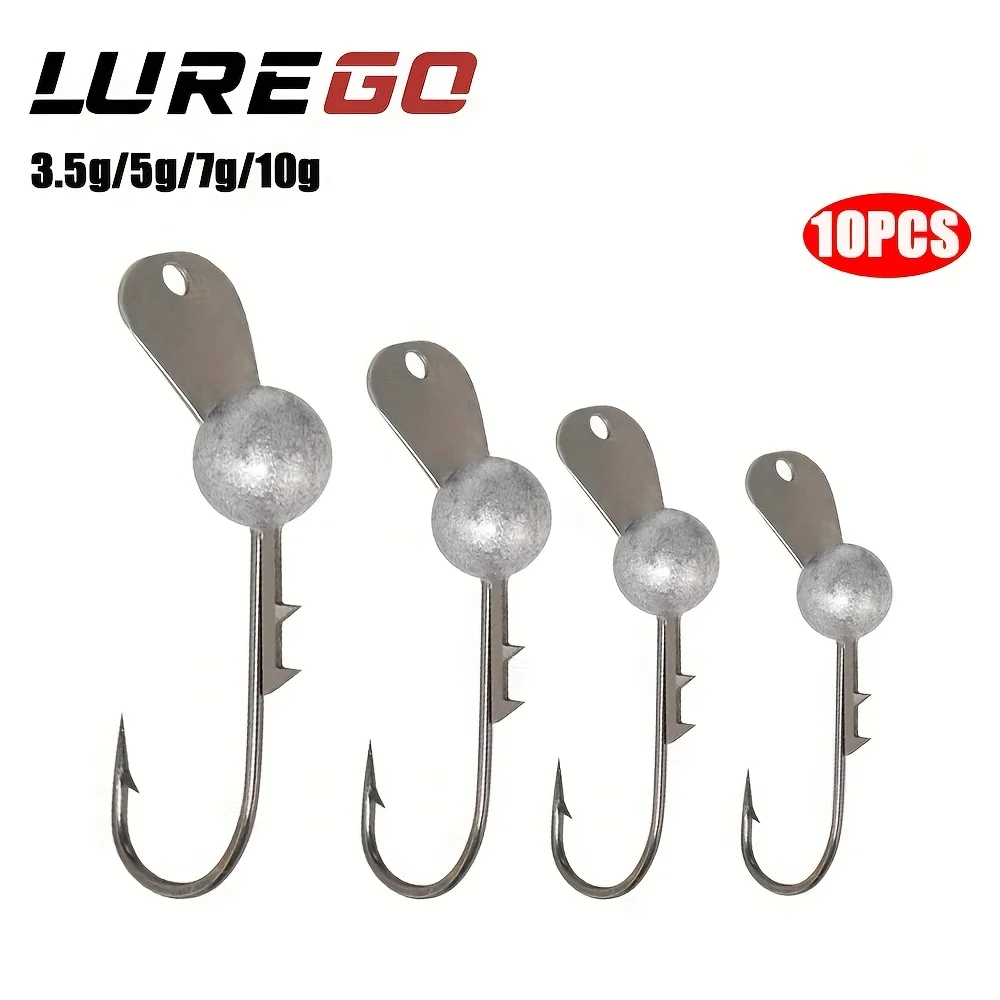 NEUES Design Jigkopf-Haken mit Metalllippe 3,5g/ 5g/ 7g/ 10g 10 Stück/Packung Verbesserte Köderwirkung für Bass- und Weichwurm-Angeln