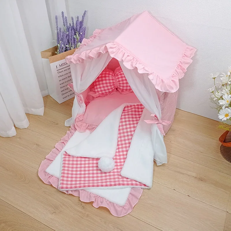 Small Dog Pet Tent Bomei Dog Nest Four Seasons Universal Princess Style Cute House  Detachable and Washable Cat Nest Bed