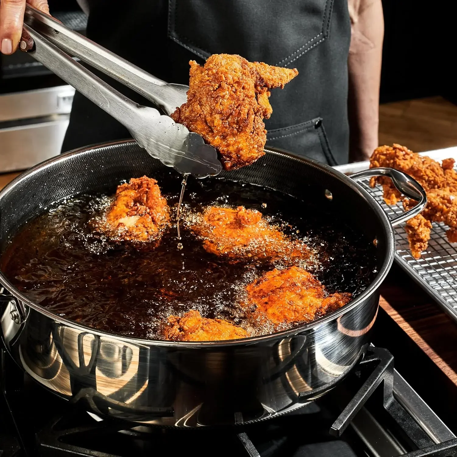7 Qt Hybrid Nonstick Sauté Pan with Lid, Chicken Fryer | Dishwasher and Oven-Safe, Compatible with All Cooktops, Induction Ready