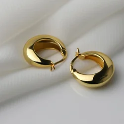 18K Real Gold-Plated Metal Chunky Hoop Earrings for Women Punk Thick Huggie Ear Jewelry Gifts