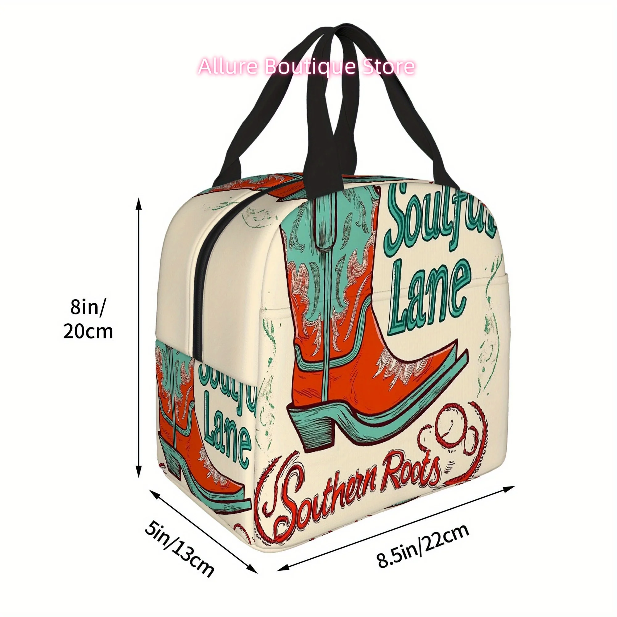 1 Pair, Cowgirl Boots with Southern Charm Printed Thermal Bag, Insulation Bag, Insulated Bag. Not for Food Contact. Suitable for