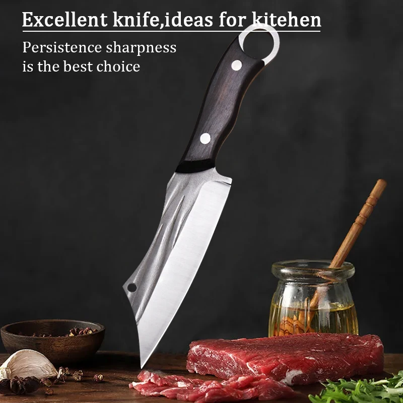 Stainless Steel Kitchen Knives Fruit Slicing Handmade Forged Professional Chef Boning Knifes Butcher Cleaver Knife Wooden Handle