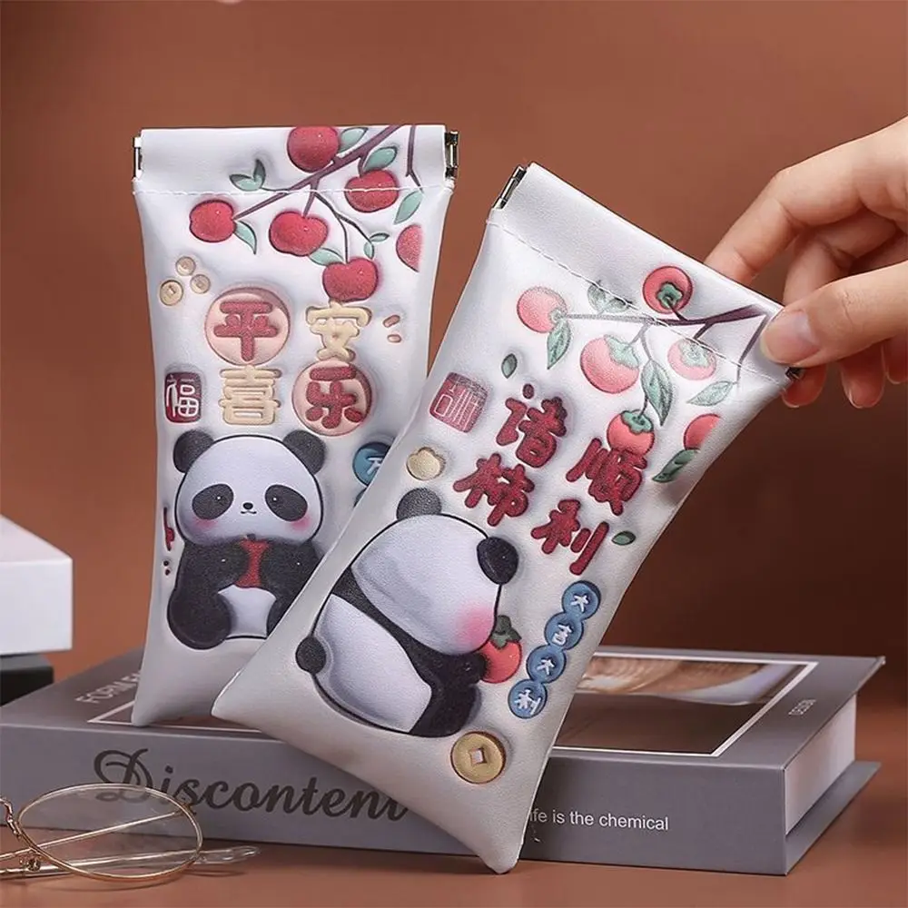 Cute PU Leather Glasses Bag Cartoon Panda Cat  Sunglasses Box Automatic Closing Cosmetics Storage Bag Eyewear Protective Case