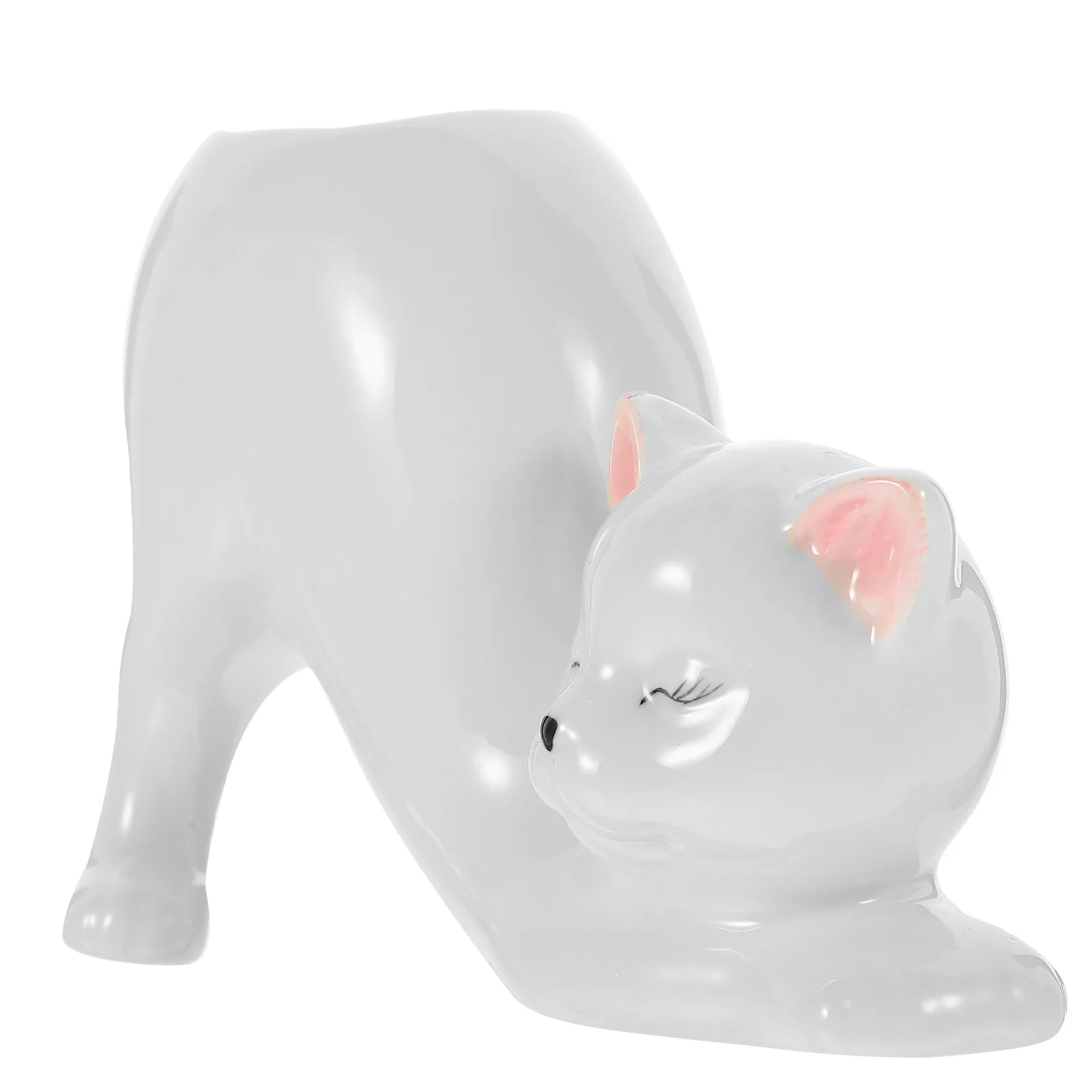 Ceramic Cat Flower Vase Chic Delicate Design Stable Flat Bottom Modern Vase for Home Office Decoration Ceramic Vases
