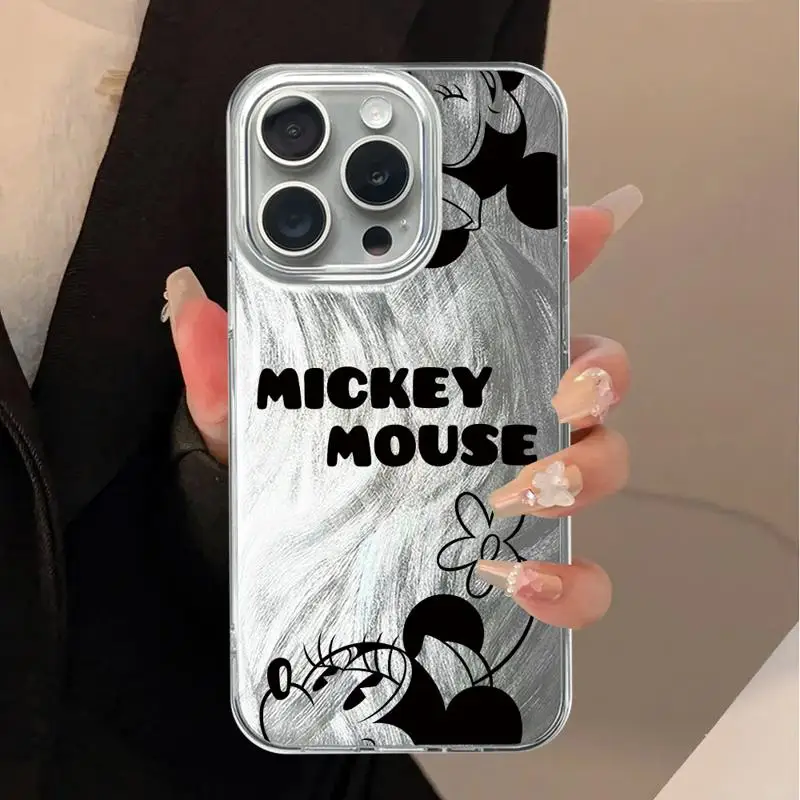 Mickey Mouse Minnie Luxe Hoesje Voor Apple Iphone 15 11 13 14 Pro Max 12 15 7 8 Plus X Xs Xr Veren Garen Telefoonhoes