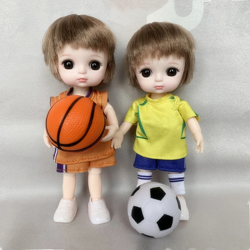 New 1/8 BJD 13 Joint Movable 16cm Doll Cute Sport Boy with Accessories Fashion Dress Up Doll Clothes Set Girl DIY Toy Gift