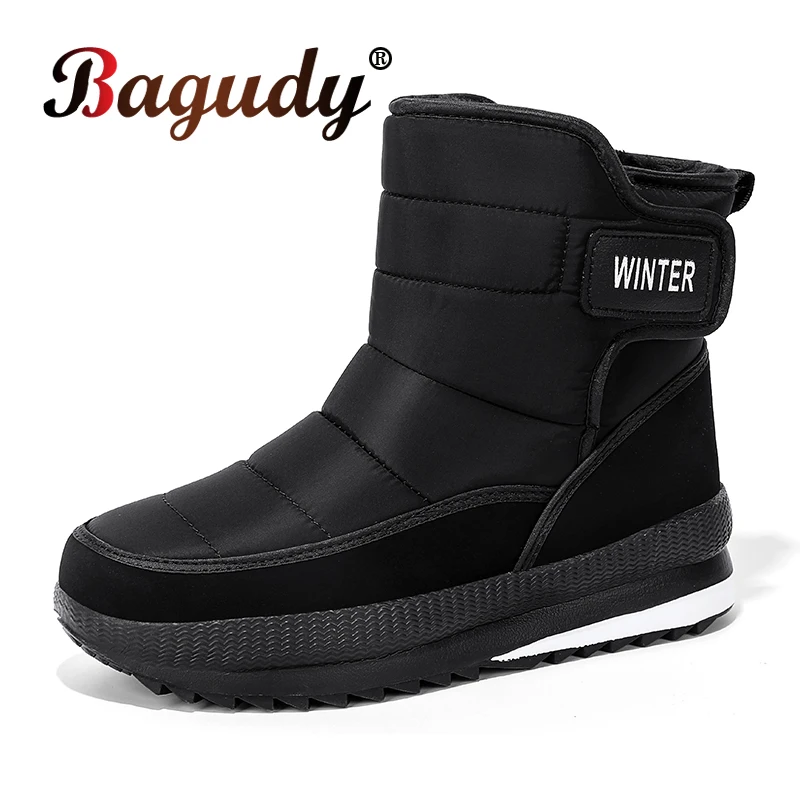 Winter Men\'s Boots Plush Warm Men Snow Boots Plus Size Waterproof Boots Outdoor Comfortable Men Ankle Boots Winter Men Sneakers