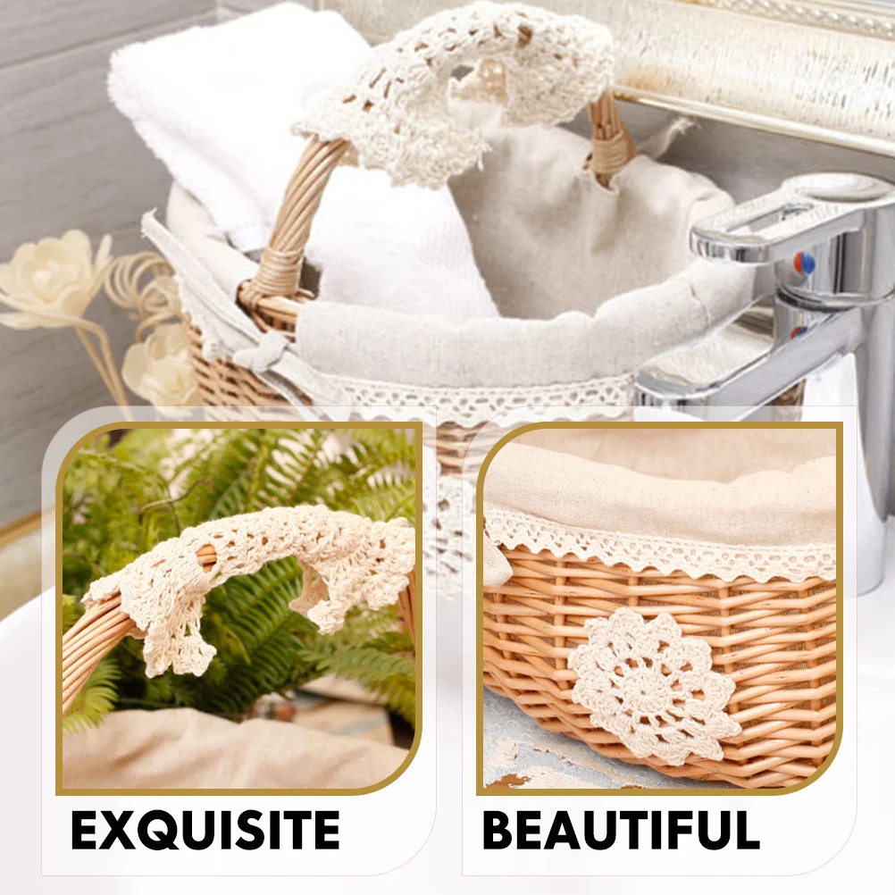 

Portable Vegetable Storage Basket Rustic Willow Woven Basket with Handle Multi-Purpose Outdoor Fruit Picking Decorative Storage