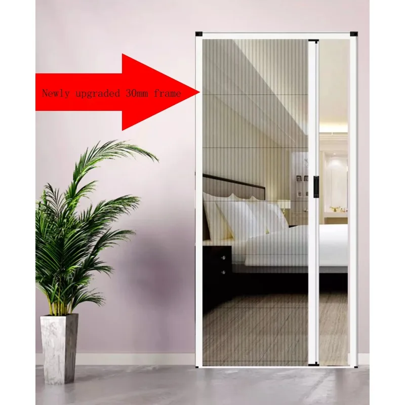 

[Factory Price] Modern Anti-Mosquitoes Retractable Pleated Mosquito Net With Aluminum Alloy Frame Invisible Folding Sliding Scre