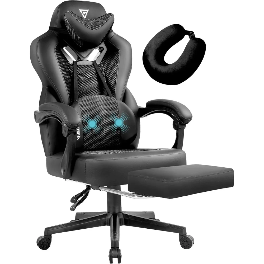 

Office Chair with Footrest and Lumbar Support Ergonomic Gaming Chairs Massage Reclining Computer Chair with Cushion