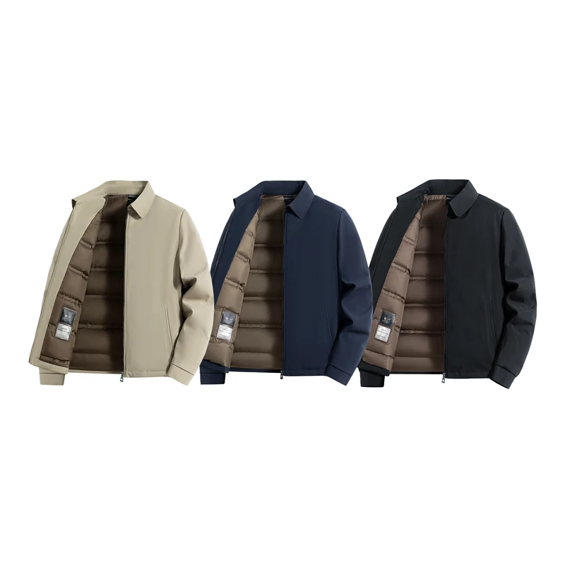 

Mens Winter Down Jacket Tailored Fit White Duck Fill Overcoat Minimalist Puffer Vest For Cold Weather