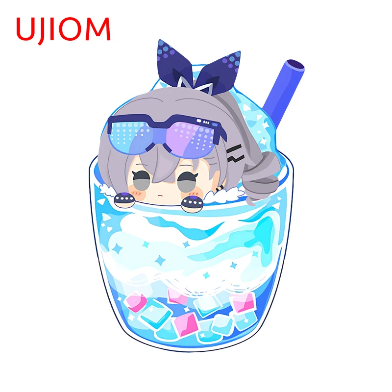 UJIOM 13cm × 9cm Honkai Star Rail Sliver Wolf Milk Tea Design Wall Sticker Lovely Sweet Cartoon Decals Funny Furniture Decor