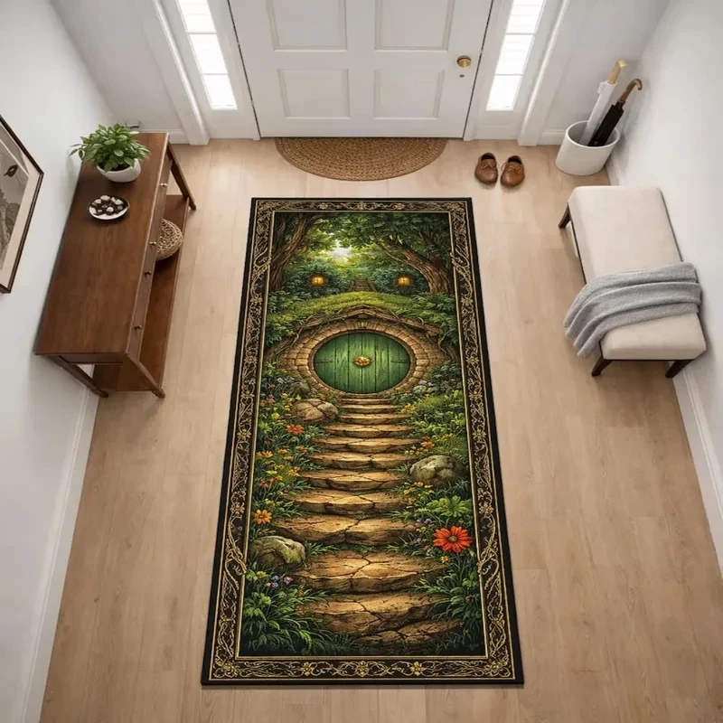

VIKAMA Nordic Forest Moon Rug, Serene Night Sky Carpet, Non-Slip Plush Mat for Living Room & Bedroom Ambiance