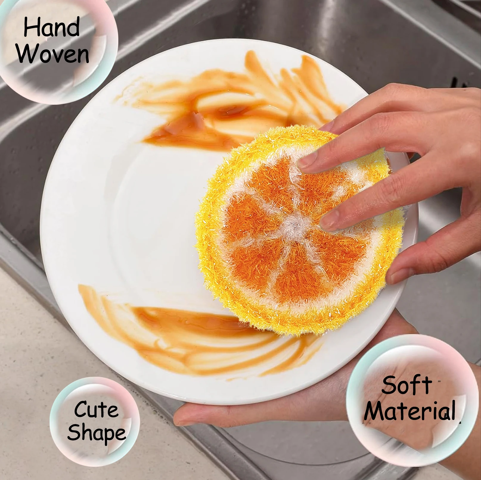 3PC Set Lemon-shaped Woven Dishwashing Cloth, Kitchen Cleaning Rag, Non-stick Oil, Non-damaging Pot Rag, Kitchen Cleaning Towel