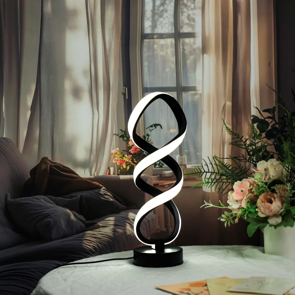 LED Ironwork High Legged Pleated Desk Lamp With USB Plug Three Color Stepless Dimming Bedside Touch Creative Bedroom Desk Lamp