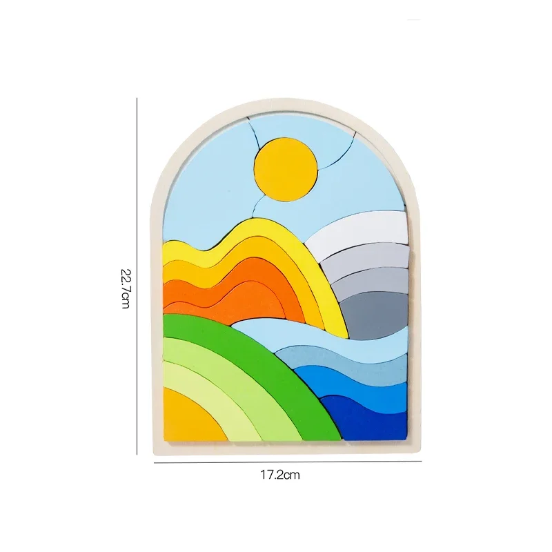 木製ブロックパズル虹不規則な形状と色認知おもちゃ早期教育パズルおもちゃ