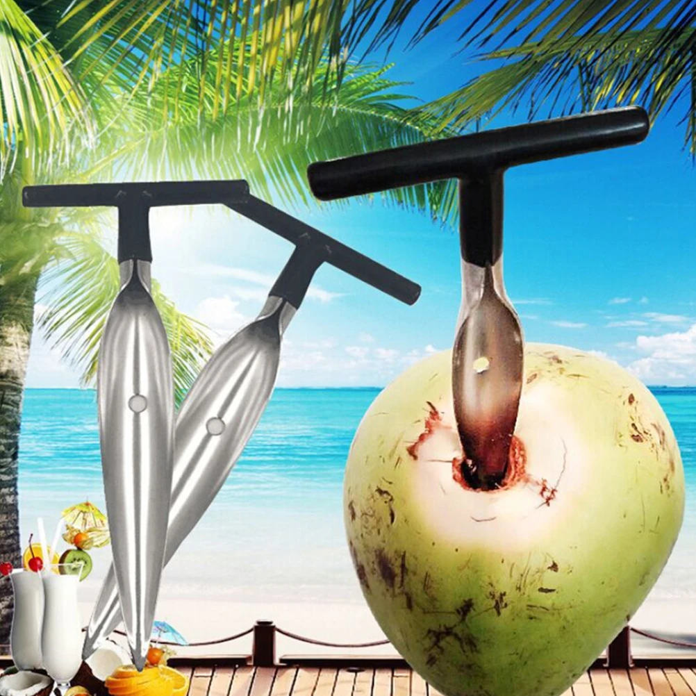 

2 Pcs Coconut Drilling Tool Peeler Water Opener Kitchen Tools Opening Stainless Steel