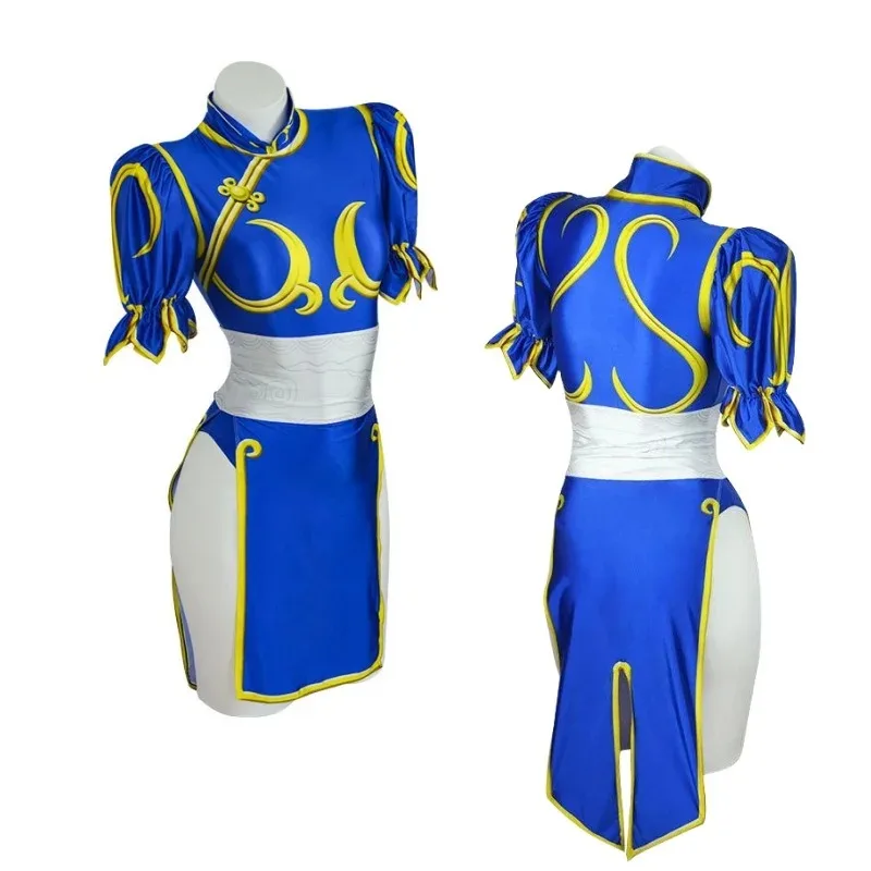 Костюмы для косплея Chun Li, синее платье Cheongsam Sutorito Faita Games Chun Li, боди для косплея, 2025 год, женская одежда для Хэллоуина