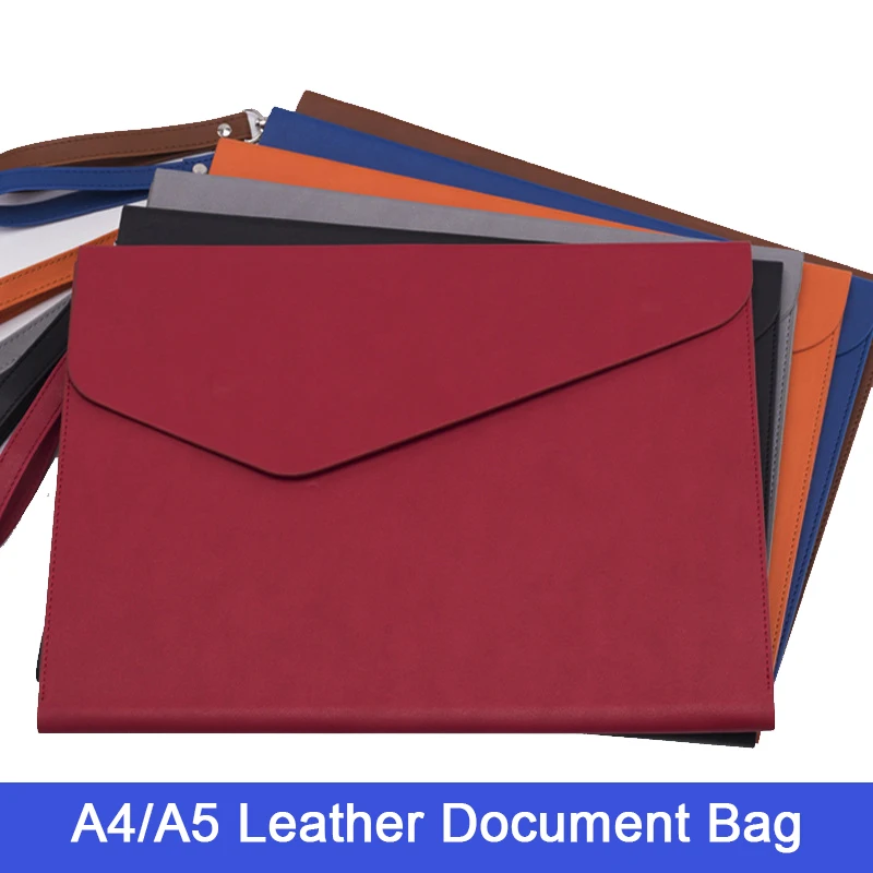 Document File Bag Leather A4 A5 Data Contract Bill Invoice Large Capacity Portfolio Tablet PC Bag School Office Supplies