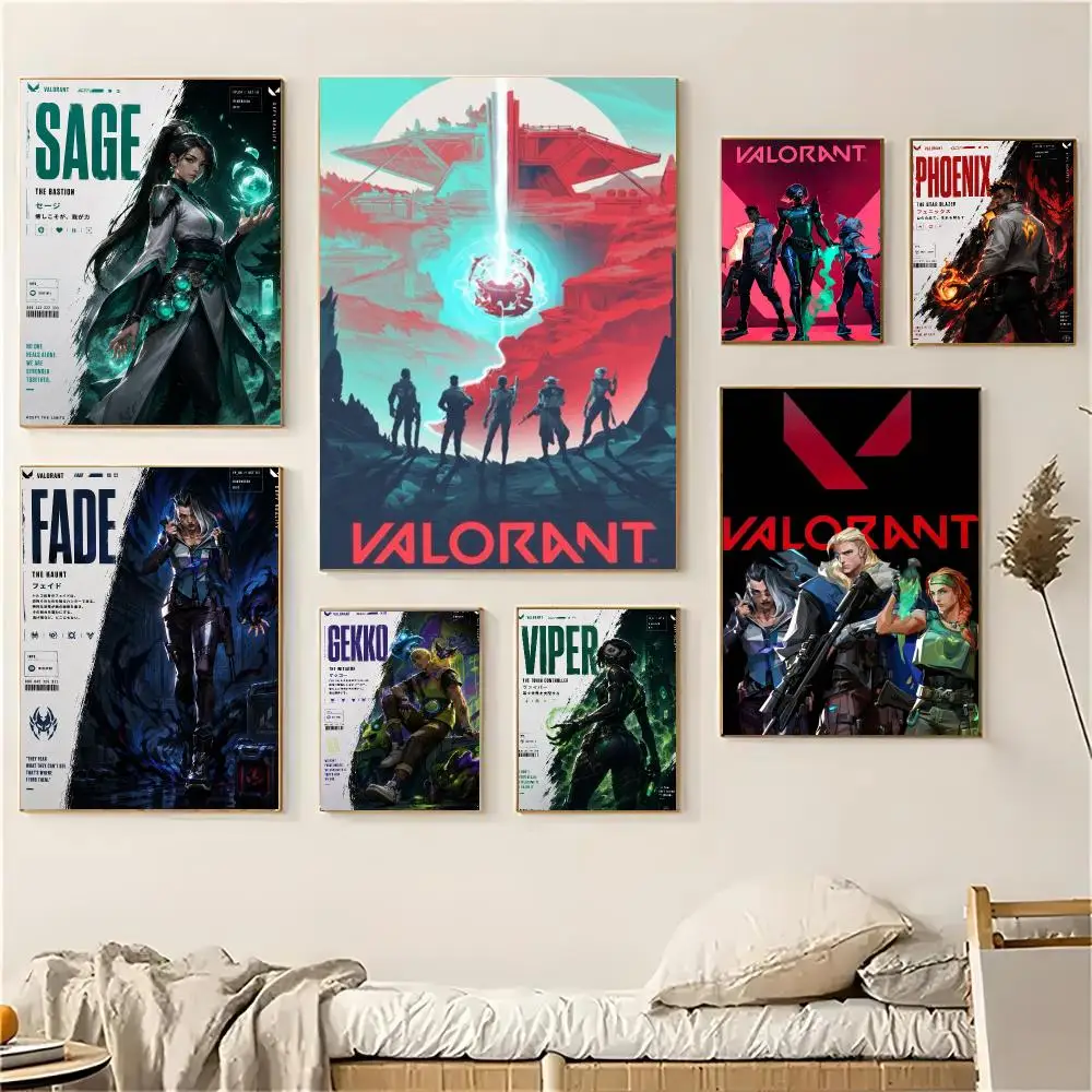 Valorant game Poster Self-adhesive Decal Living Room Bedroom Party Bar Decor Moisture-proof Fade-resistant