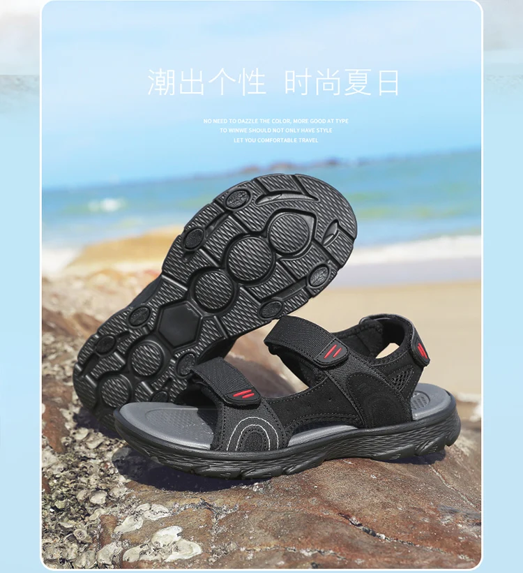 Herren-Sportsandalen, Outdoor, Wandern, wasserdicht, Strandsport, Herren-Sandalen, Sommer, offene Zehen, verstellbare Schnürsenkel – Detail 34
